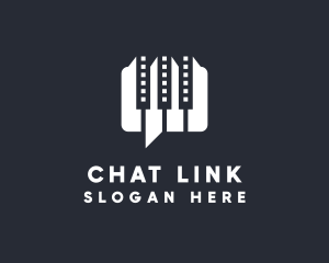 Piano Chat Messaging logo design