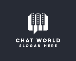 Piano Chat Messaging logo design