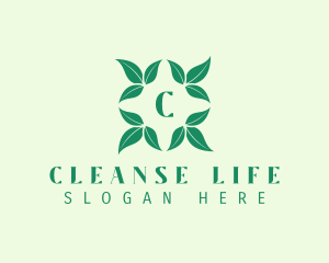 Green Organic Leaves Letter logo