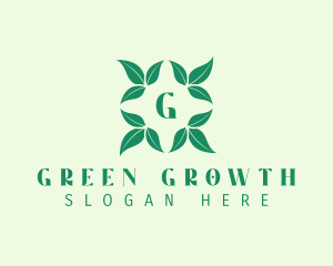 Green Organic Leaves Letter logo design