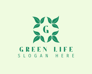 Green Organic Leaves Letter logo design