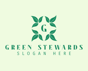 Green Organic Leaves Letter logo design