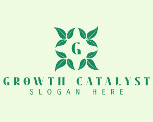 Green Organic Leaves Letter logo design