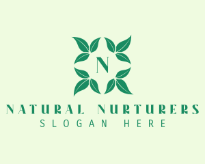 Green Organic Leaves Letter logo design