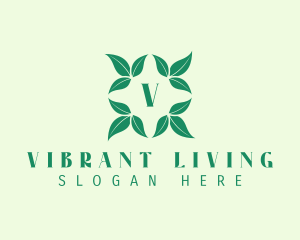 Green Organic Leaves Letter logo