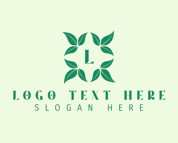 Green Organic Leaves Letter logo