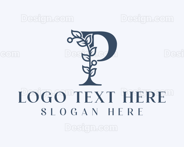 Feminine Floral Letter P Logo