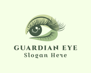 Green Eye Eyelash  logo design