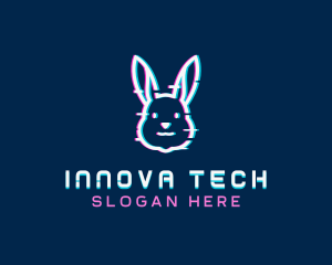 Tech Glitch Bunny logo design