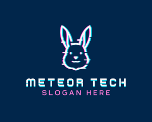 Tech Glitch Bunny logo design