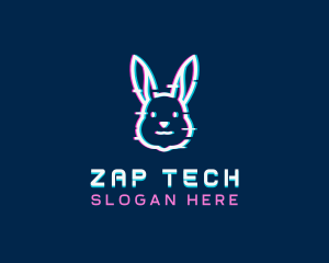 Tech Glitch Bunny logo design