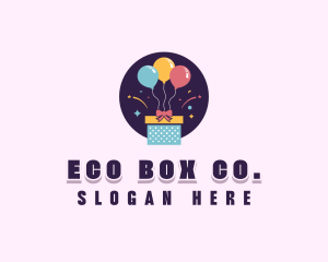 Gift Box Balloon logo design