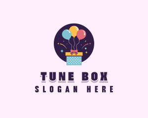 Gift Box Balloon logo design