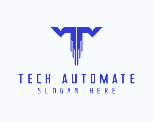 Digital Tech Letter T logo design