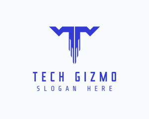 Digital Tech Letter T logo design