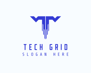 Digital Tech Letter T logo design