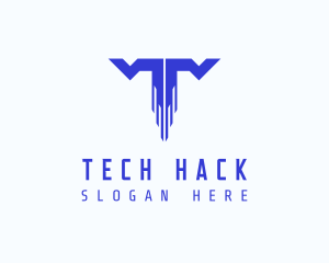 Digital Tech Letter T logo design