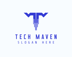 Digital Tech Letter T logo design