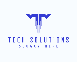 Digital Tech Letter T logo design