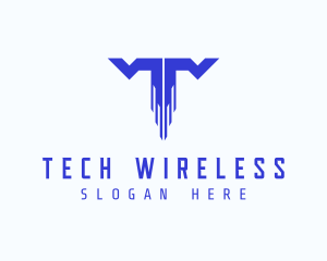 Digital Tech Letter T logo design