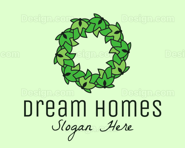 Simple Leaf Wreath Logo