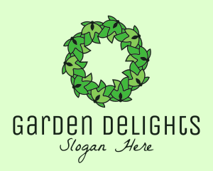 Simple Leaf Wreath logo design