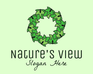 Simple Leaf Wreath logo design