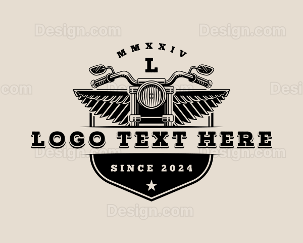 Motorcycle Rider Wings Logo