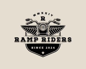 Motorcycle Rider Wings logo design