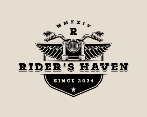 Motorcycle Rider Wings logo design