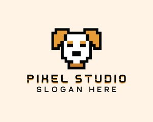 Retro Pixel Dog logo design