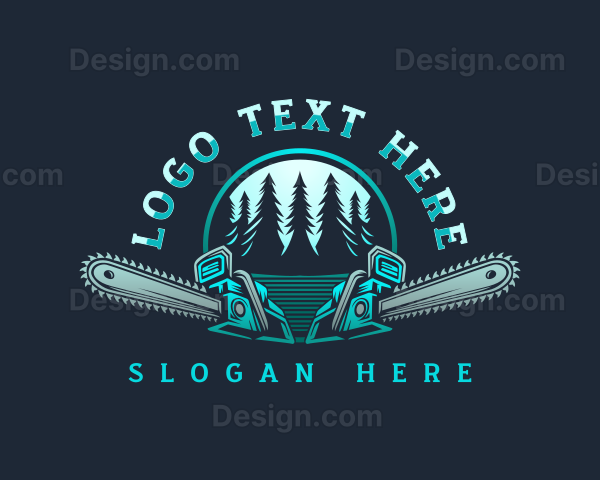 Chainsaw Logging Forest Logo