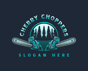 Chainsaw Logging Forest logo design