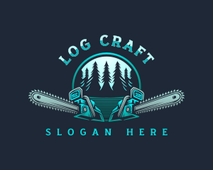 Chainsaw Logging Forest logo design