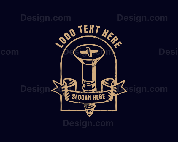 Rustic Screw Arch Badge Logo