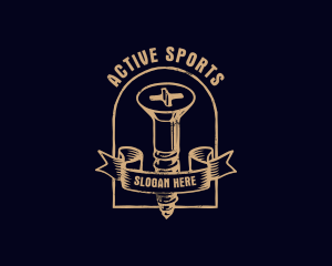 Rustic Screw Arch Badge Logo