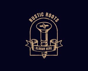 Rustic Screw Arch Badge logo design