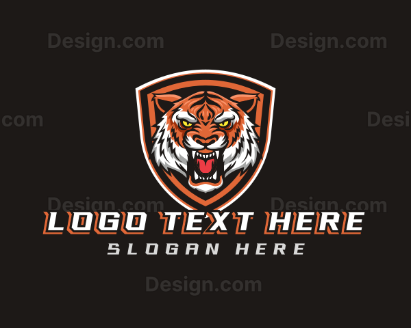 Angry Tiger Shield Gaming Logo