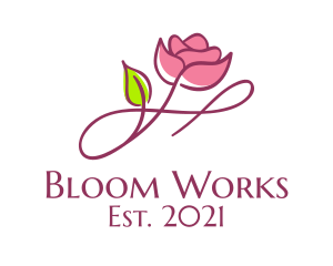 Aesthetic Rose Flower  logo design