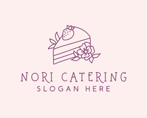 Cake Slice Flower logo design