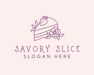 Cake Slice Flower logo design