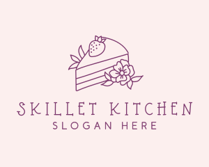 Cake Slice Flower logo design