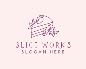 Cake Slice Flower logo design