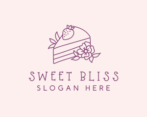 Cake Slice Flower logo design