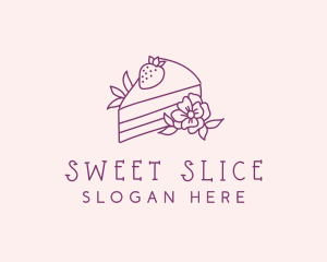 Cake Slice Flower logo design
