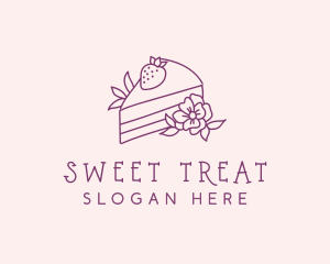 Cake Slice Flower logo design