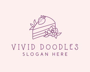 Cake Slice Flower logo design