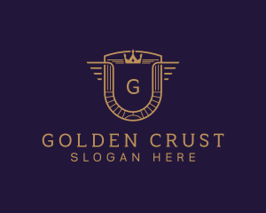 Golden Crown Shield Academy logo design