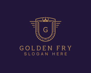 Golden Crown Shield Academy logo design