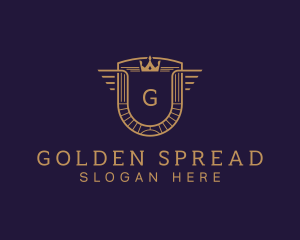 Golden Crown Shield Academy logo design